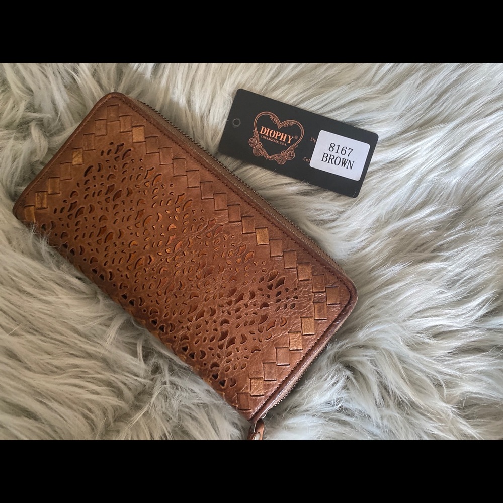 Diophy  Distressed Vintage Boho Leather Wallet